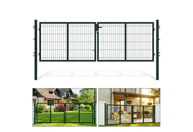 Clanmacy Gartentor 300/350cm Gartentor Gartentor Gartentür Zauntür Zauntor Doppelflügelig