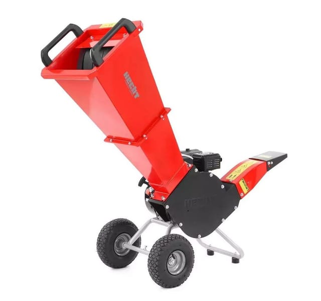 Hecht Messerhäcksler Gartenhäcksler 6206, 2 scharfe Wendemesser, Trommelsystem, 7 cm max. Astdurchmesser, 4,3 kW / 5,8 PS, Luftbereifung, verstellbarer Auswurfschacht