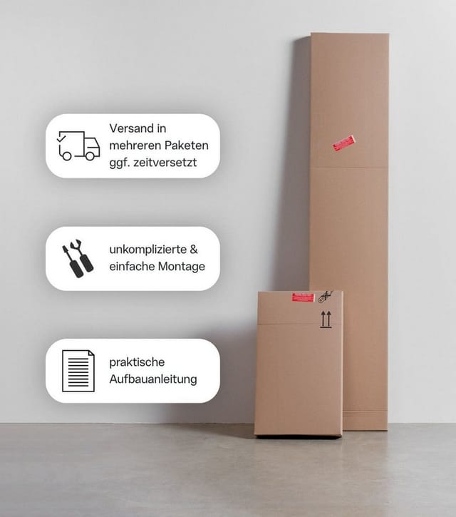 mokebo Mehrzweckschrank Der Praktische (60x180 cm, mit Schublade) Büroschrank, Flurschrank Apothekerschrank, Aktenschrank in Beige Grau