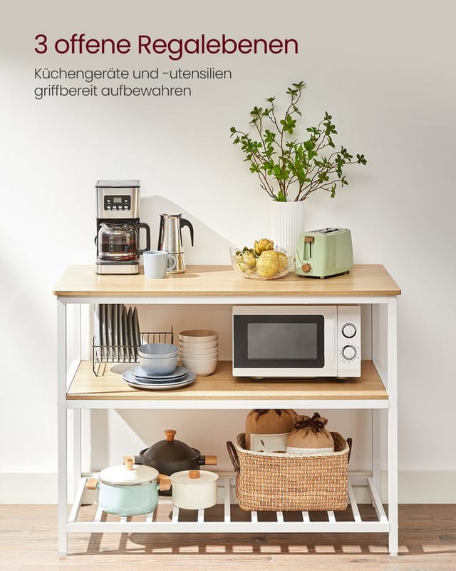 VASAGLE Küchenregal, Kücheninsel, Standregal, 60 x 120 x 90 cm (TxBxH)