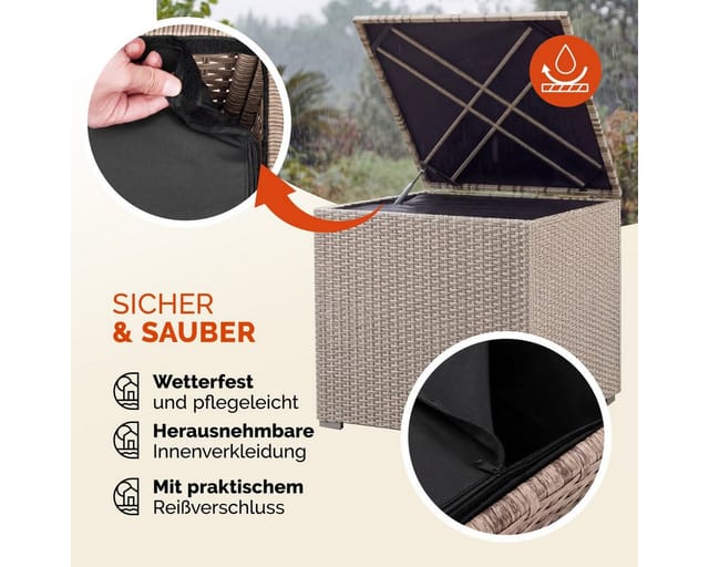 Casaria Auflagenbox, 318 L mit Deckel 75x75x70cm Wasserdicht Gasdruckfeder Garten
