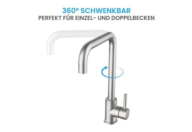 Bächlein Spültischarmatur Küchenarmatur Plivo in stilvollem Design, Wasserhahn Küche extra hoher Auslauf