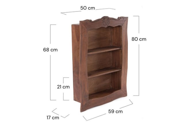 DESIGN DELIGHTS Wandregal WANDREGAL "CLEA", Altholz massiv, 80 cm, Hängeregal mit Schnitzerei