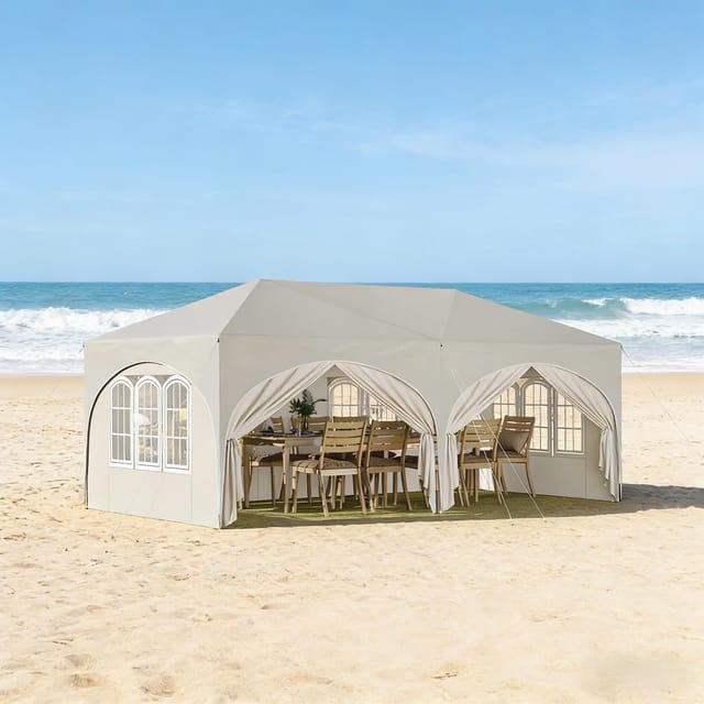 3×6m Klapppavillon Gazebo – 26,8 Kg, Aus Kunststoff, Starke Konstruction, Uv-schutz Und Wasserbeständigkeit – 583×293×265 Cm – Einfach Zu Bedienen