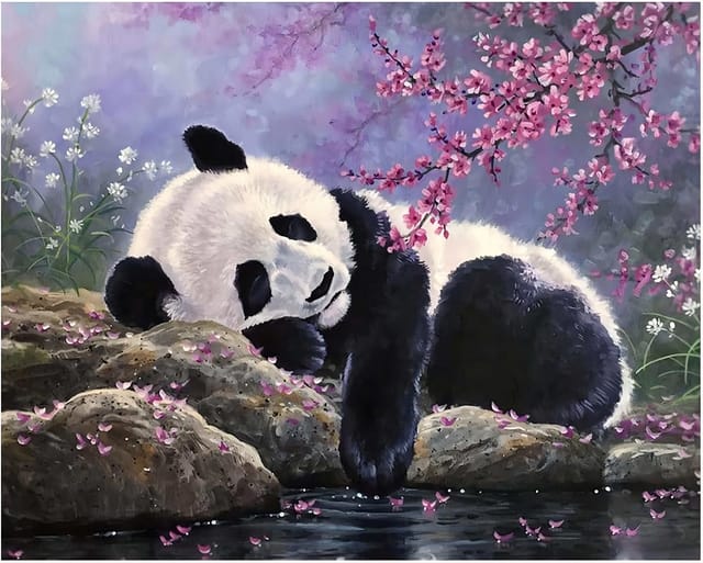 Rötting Design Malen nach Zahlen Diamond Painting Set 5D DIY Motiv schlafender Panda (Komplett-Set, 1-St), Diamond Painting Vollbild, Lieferung enthält alle Utensilien