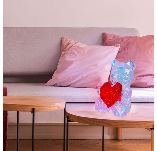 GLOBO LIGHTING LED Dekolicht, LED-Leuchtmittel fest verbaut, Tageslichtweiß, LED Tischleuchte Dekolampe Kinderzimmerlampe Kristalloptik Bär H 30 cm
