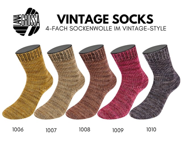 LANA GROSSA VINTAGE SOCKS Häkelwolle, 400 m (hochwertige 4-fach Sockenwolle mit Ton in Ton Farbeffekt), 100 g