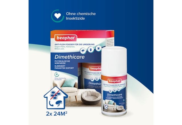 beaphar Vergrämungsmittel Dimethicare Anti-Floh Mini-Fogger, 2x 75 ml, 150 ml, Frei von chemischen Insektiziden und Pestiziden