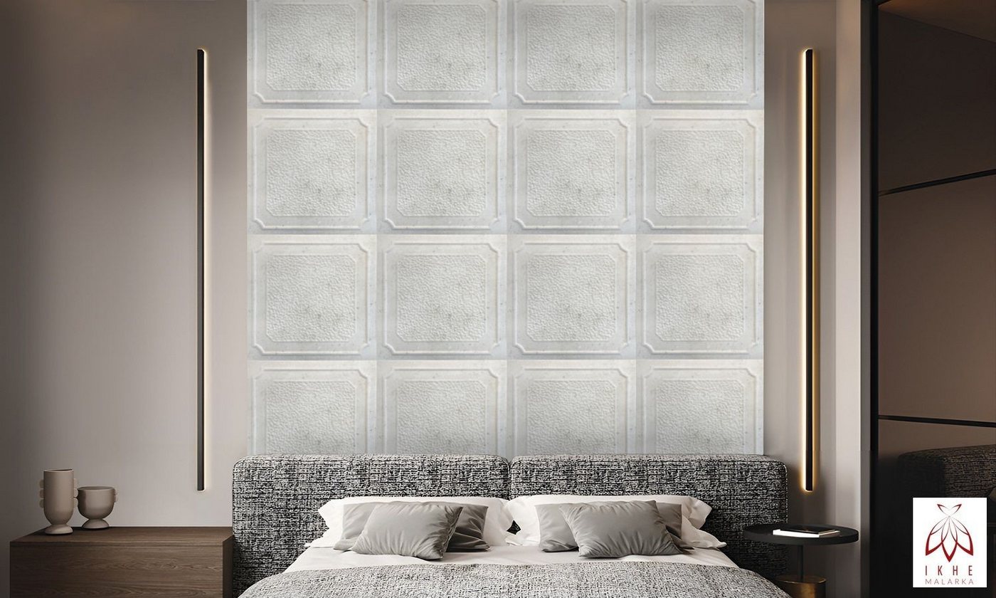 IKHEMalarka Wandpaneel Dekoren Betonoptik aus Polystyrol Styropor XPS, BxL: 50x50 cm, 0,25 qm, (1 Stück, 0.25m) Deckenpaneelen Einfach zu montieren Leicht