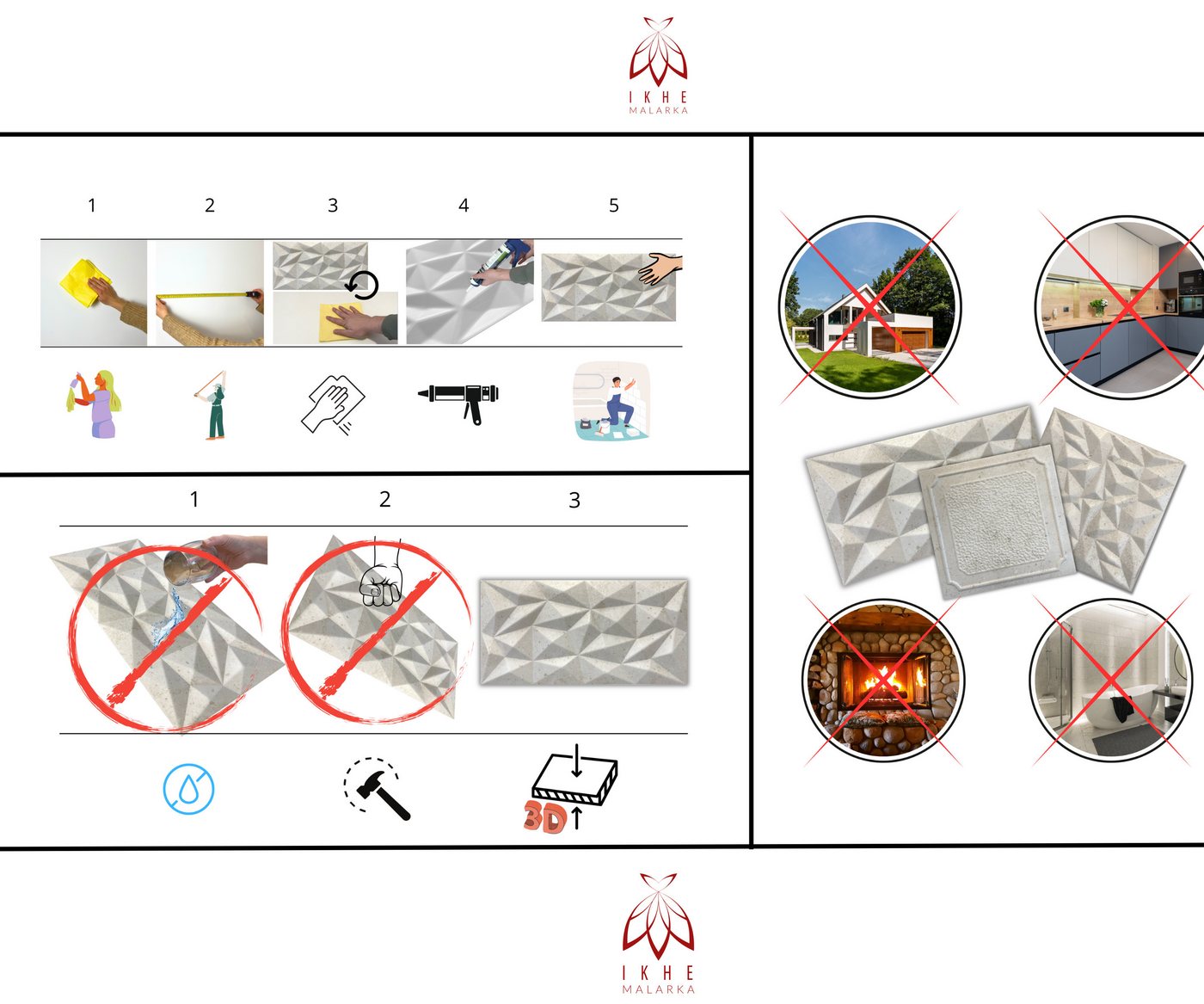 IKHEMalarka Wandpaneel Dekoren Betonoptik aus Polystyrol Styropor XPS, BxL: 50x50 cm, 0,25 qm, (1 Stück, 0.25m) Deckenpaneelen Einfach zu montieren Leicht Bild 3