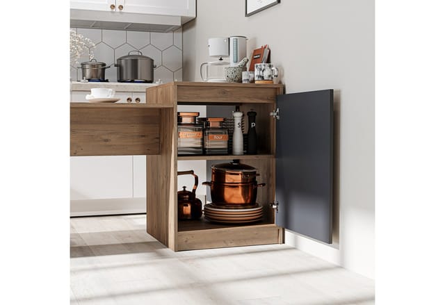 Roomart Küchentisch MILANO (Kücheninsel mit Esstisch, Küchentisch & Küchenschrank), • Weiß • Weiß-Eiche • Eiche • Anthrazit-Eiche