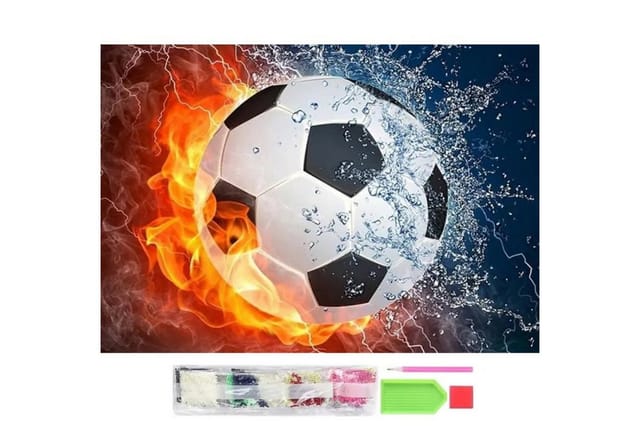 HURTNET Malen nach Zahlen Diamond Painting Set 5D Mosaik Stickerei Bild 30x40cm Motiv Fußball (Komplettes 5D Diamond Painting Bastelset 30x40 cm mit Zubehör, Komplett-Set mit Leinwand, Steinen & Zubehör), Selbstklebendes 5D Diamond Painting Set 30x40 cm Fußballmotiv