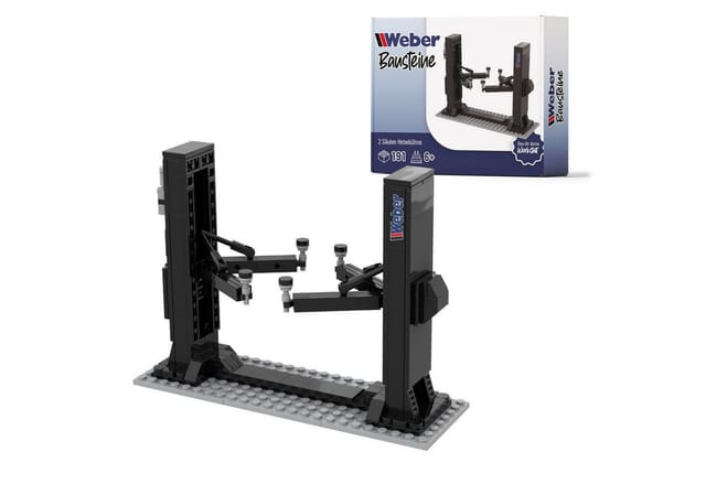 Weber GmbH Bausteine 2 Säulen Hebebühne Werkstatt Garage ab 6 Spielbausteine, (Packung, 191 St), Werkstattspaß für Kinder & Auto-Fans, perfektes Geschenk