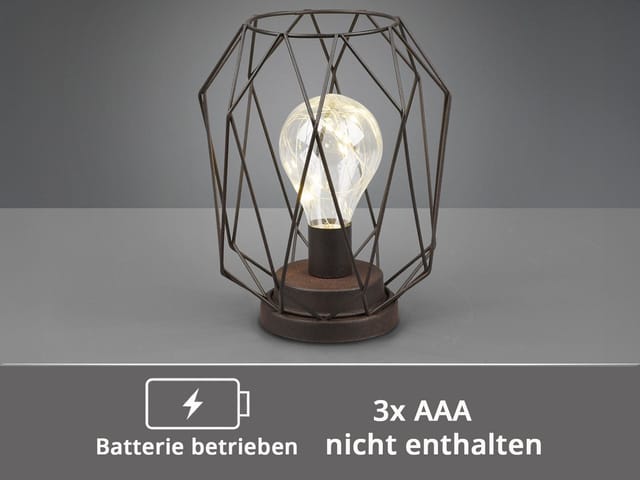 meineWunschleuchte LED Tischleuchte, LED fest integriert, warmweiß, kleine kabellos-e Industrial Draht-lampe Batteriebetrieb-en Höhe 21cm
