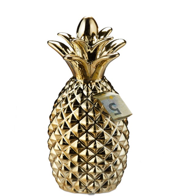 relaxdays Spardose 2 x Spardose Ananas gold