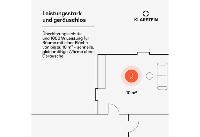 Klarstein Heizstrahler Bornholm Single, Konvektorheizung elektrisch Elektrokoheizung energiesparend Heizkörper