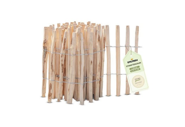 STILTREU Staketenzaun Staketenzaun Haselnuss - Höhe 50 cm, Länge 5 m, Lattenabstand 3-5 cm