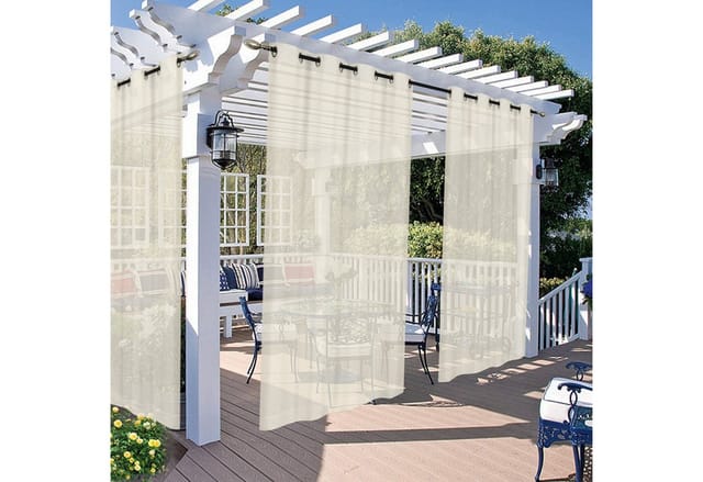 Rosnek Vorhang Wasserdicht, Leinen, Ösen, für Terrasse Rasen Garten Veranda Hof Deko (4 St), H×B:213×132,243×132,274×132