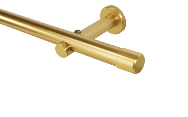 iso-design Gardinenstange Messing Matt 20 mm Endstück Kappe Wand- oder Deckenmontage, Ø 20 mm, 1-läufig, Fixmaß, verschraubt, Aluminium, Mit Metallsäge beliebig kürzbar