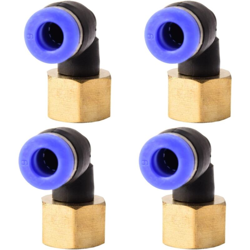 Pneumatik-winkelverschraubung (plf) Mit 90°-winkel Und Innengewinde. Pneumatikverschraubung Für Schnelles Einstecken Des Schlauchs. Druckluftverschraubung – 4er-pack (6 Mm X 1/4").
