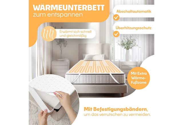 KESSER Wärmeunterbett, Wärmeunterbett mit Abschaltautomatik Fernbedienung Heizdecke