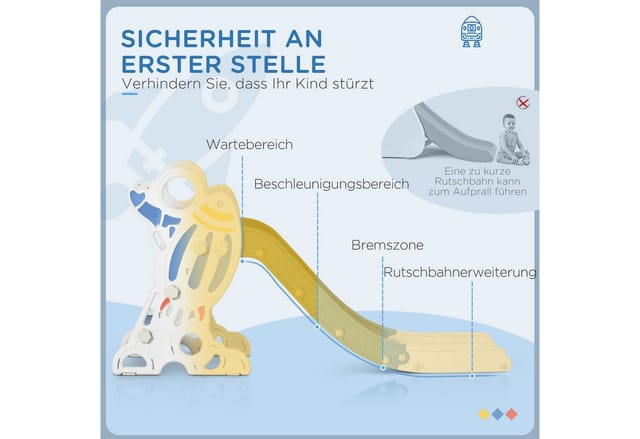 AIYAPLAY Rutscher für Kinder von 1,5 bis 3 Jahren, (Gartenrutsche mit Raketen-Design, 1-tlg., Kinder Rutsche), mit Leiter, Rutsche, Griffen, für Indoor, Outdoor, Blau