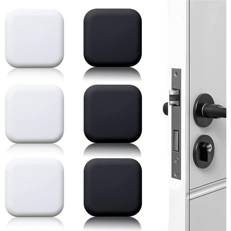 6-teiliger Selbstklebender Türstopper Zur Wandmontage – Schwarz-weißes Gummi, 45 Mm X 45 Mm – Stark Haftend Auf Glatten Oberflächen – 45 Mm X 45 Mm
