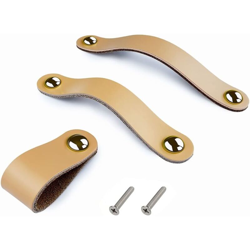 6 Schubladengriffe Aus Schwarzem Leder, Handgefertigte Kommodengriffe, Verstellbare Küchentürgriffe Mit Schrauben, Lochabstand 22 Mm: 128 Mm