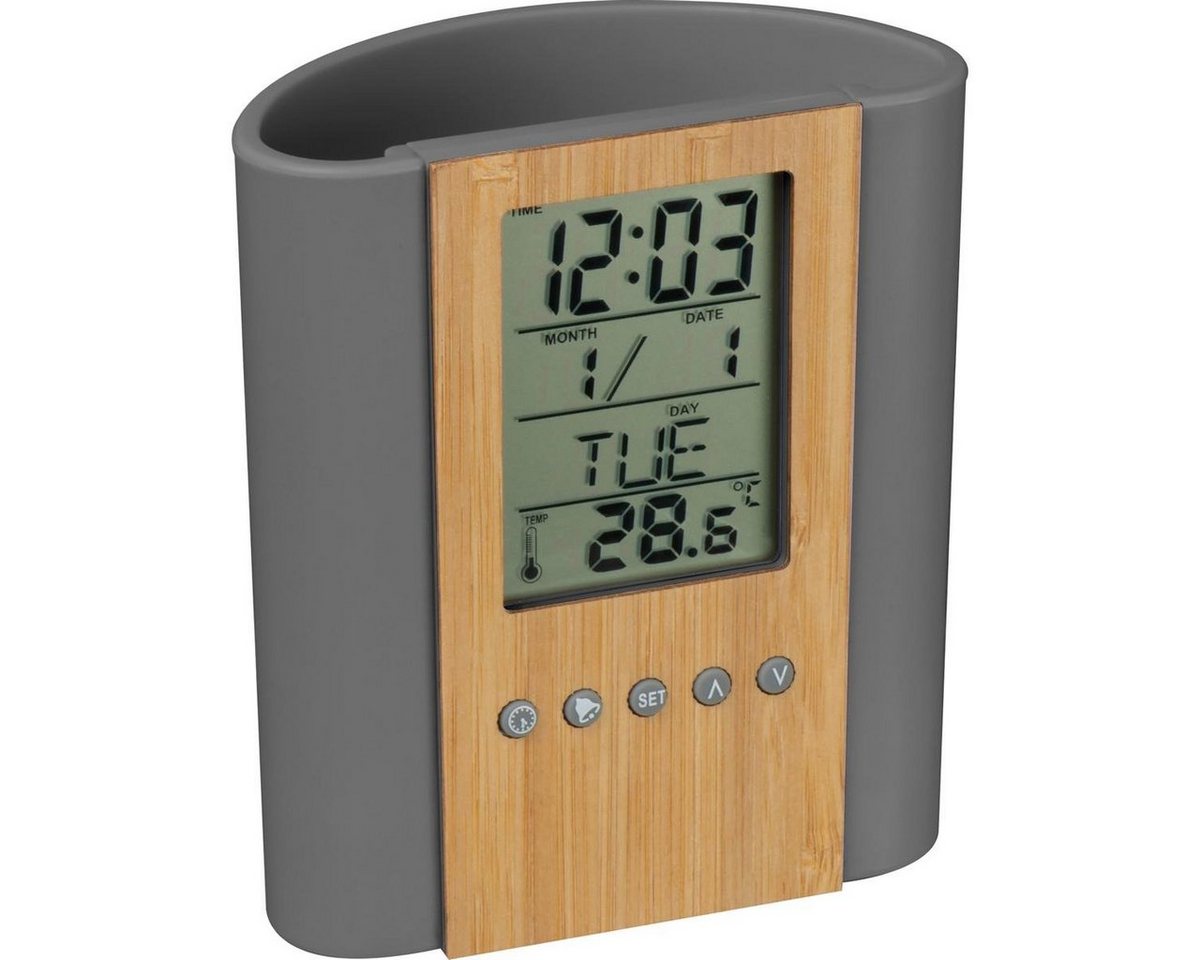 Macma Organizer Stifteköcher mit Uhr, Thermometer, Kalender, Wecker, Timer
