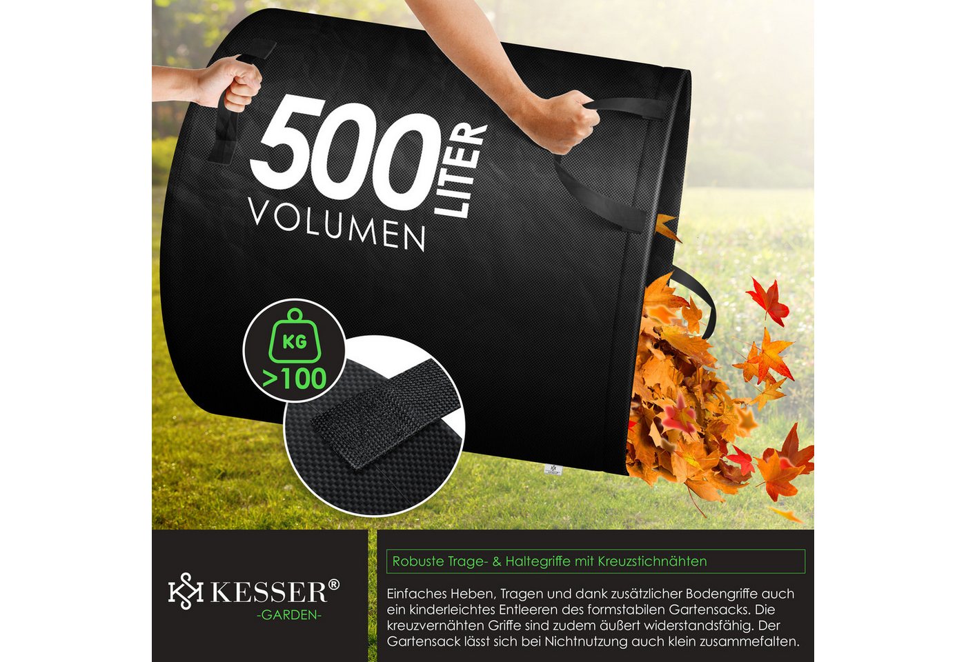 KESSER Gartensack, 500 l, (4-tlg), Gartensack Set Laubsack Gartenabfallsack inkl. Handschuhe Bild 4