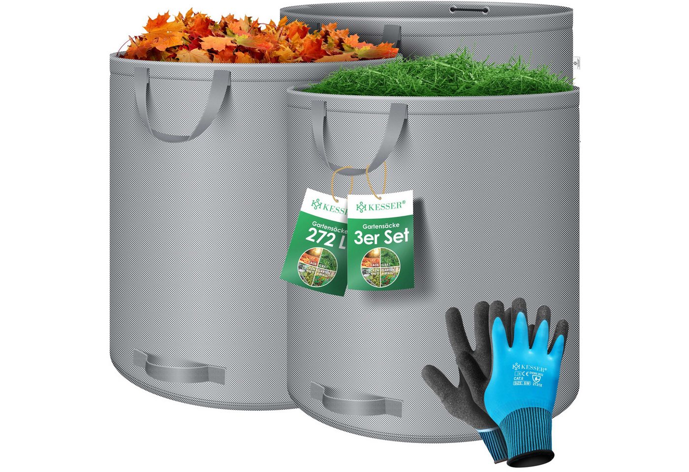 KESSER Gartensack, 272 l, (3-tlg), Gartensack Set Laubsack Gartenabfallsack inkl. Handschuhe Bild 5
