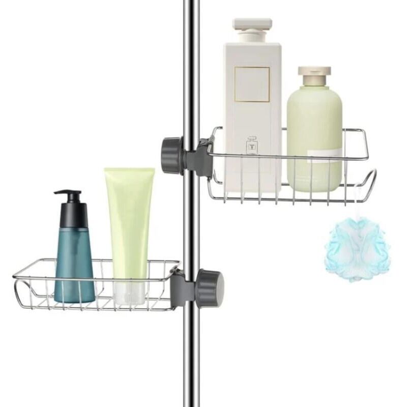 2x Duschablage Aus Edelstahl (bohrfrei), Teleskopierbares Badezimmerregal Aus Edelstahl, Duschablagehalter, Duschseifenhalter, Duschablage Für Shampoo