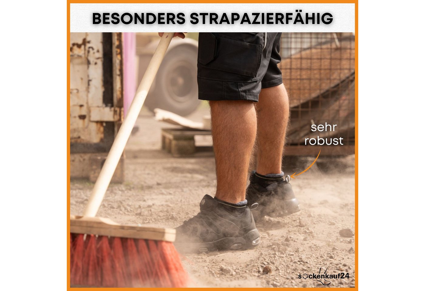 sockenkauf24 Arbeitssocken Herren kurze Socken Sneaker Arbeitssocken atmungsaktiv mit Lasche (6er-Pack) Vollfrottee verstärkte Belastungszonen Bild 2