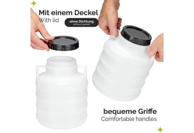 Garronda Regentonne 5L Lebensmittelfass Sauerkrautfass Hobbock Garten GD-0078, Weiß, 5 l
