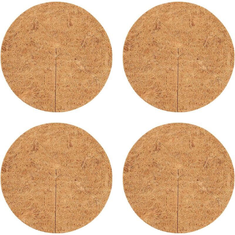 4 Pflanzenschutzscheiben, Gewebeverstärkter Mulch, Kokosmulch, Hanfmatte, Kokospflanzenmatte, Kokosfaserscheibe, Pflanzenschutzmatte, Biologisch Abbaubar
