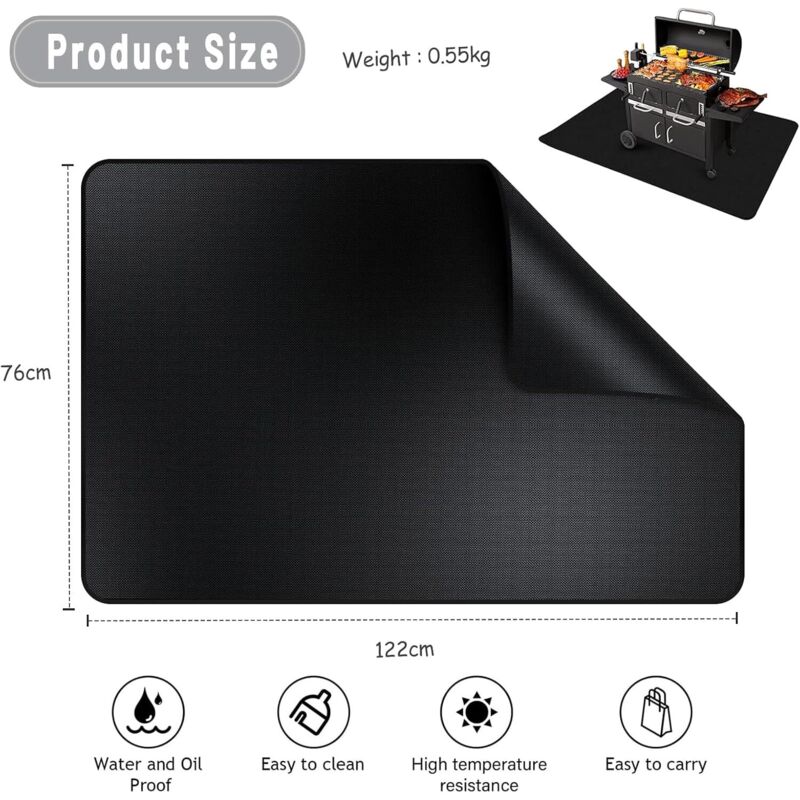 Feuerfeste Matte, Rechteckige Feuerstellenmatte, Grillmatte, Brandschutzmatte, Feuerstellenschutzmatte Für Feuerstellen Im Freien, Terrasse, Garten, Rasen, Grillplatz, Camping – Größe 122 X 76 Cm