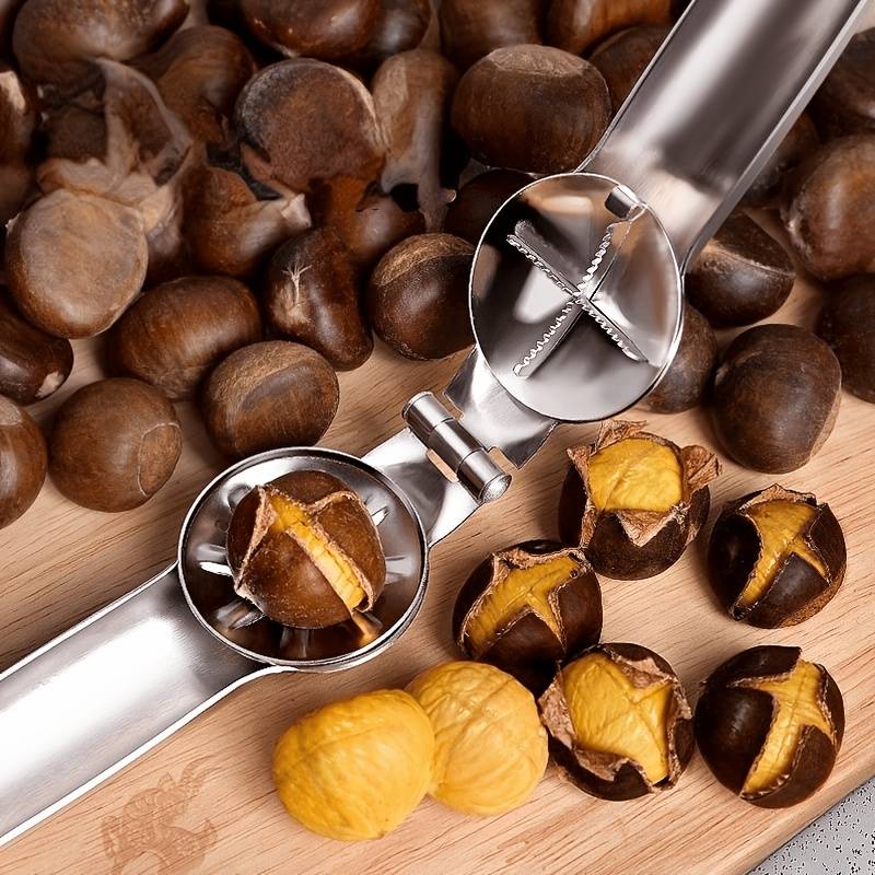 4-teiliges Set Bestehend Aus Nussknacker Und Kastanienzange, Nusszange Aus Edelstahl, Nussschäler, Nussöffner Aus Metall, Einem Küchenutensil, Das Für Alle Trockenen Nüsse Geeignet Ist.
