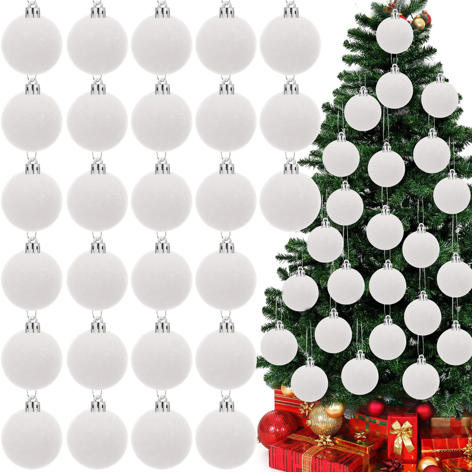 30 Bordeauxrote Samt-weihnachtskugeln, Hängedekorationen Aus Samtbezogenem Kunststoff, Weihnachtsbaumschmuck, Geeignet Für Weihnachten, Halloween, Thanksgiving Und Hochzeiten.