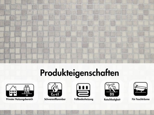 misento Vinylboden Arctic in Mosaik Fliesenoptik, für Feuchtraum- und Privatbereiche, PVC Bodenbelag Meterware 200/400 cm Breite, 2,8 mm Stärke
