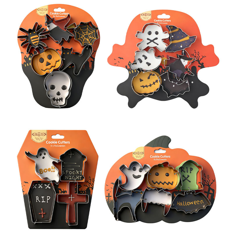 Set Mit 4 Halloween-ausstechformen, Edelstahlformen, Festliche Keksformen, Geeignet Für Selbstgemachte Gebäckdekorationen Für Halloween-partys.