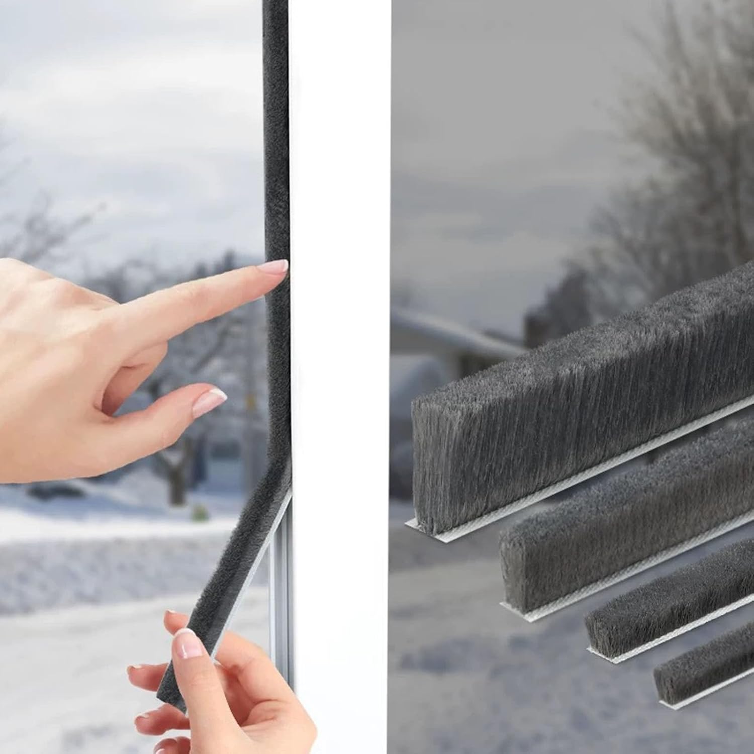 Bürstendichtungsstreifen, 20 Meter, Bürstendichtungsstreifen Für Türen Und Fenster, Schallschutzstreifen, Selbstklebender Winddichtungsstreifen, Grau, 5 Mm Bürste X 9 Mm Trägermaterial