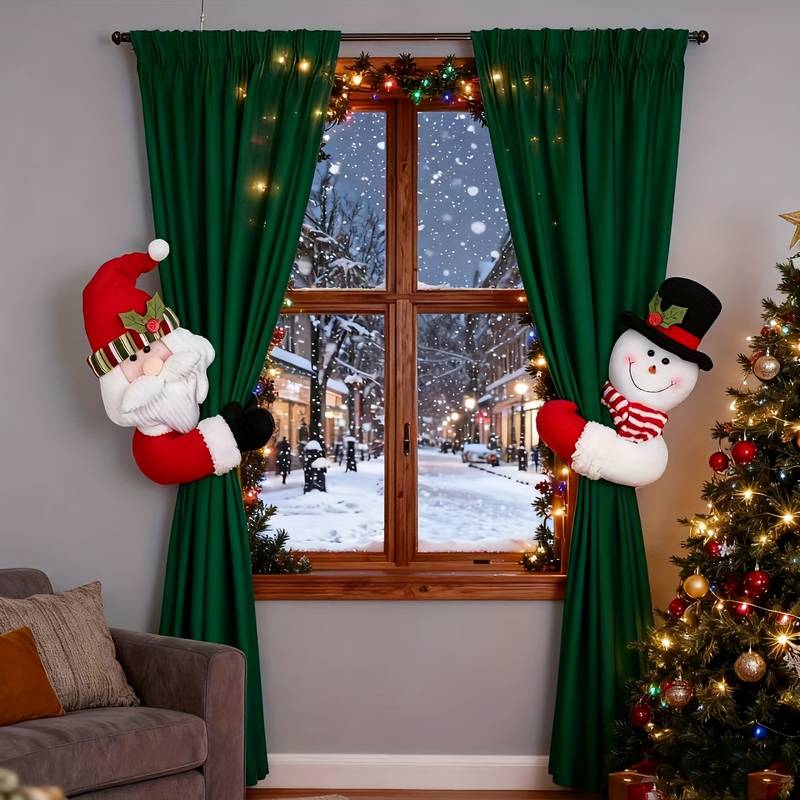 Zwei Weihnachtliche Vorhanghalter, Stoff-vorhangbänder, Dekorative Vorhänge, Weihnachtliche Tür- Und Fenstervorhanghaken, Geeignet Für Weihnachtliche Heimdekorationen.