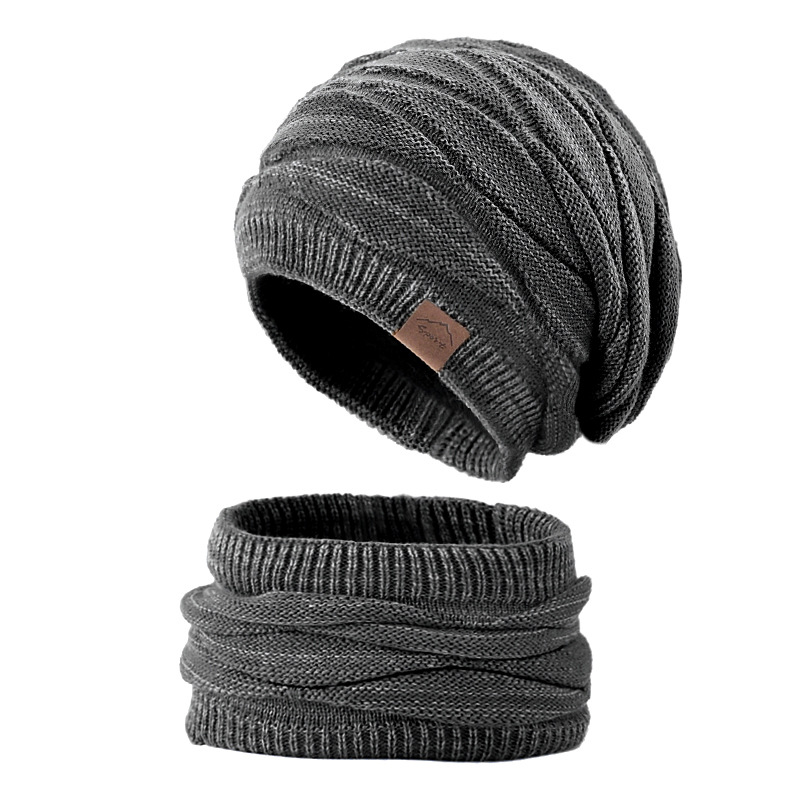 Locker Sitzendes Unisex-strickmützen- Und Schalset, Dickes Und Warmes Wintermützen- Und Schalset Aus Mischgarn, Geeignet Für Männer Und Frauen, Um Sich Bei Kaltem Wetter Im Freien Warm Zu Halten.