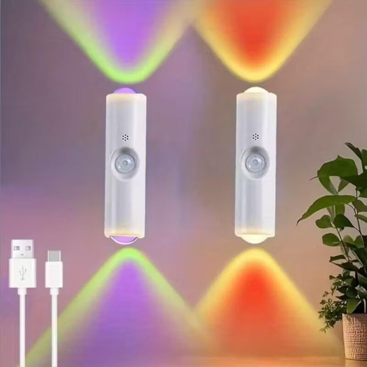 Wandleuchte Mit Anwesenheitsmelder, Intelligente Led-lampe, Hügelförmig, Nach Oben Und Unten Gerichtete Beleuchtung, Mehrfarbige Ambientebeleuchtung, Dekorativ (2)