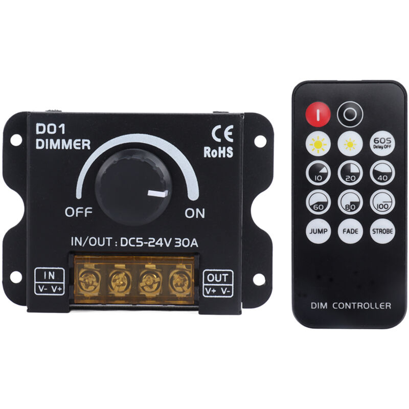 2-kanal-funk-led-lichtdimmer-controller Mit Tasten, Dc5v-24v-netzteil, Kompatibel Mit Eisen Und Leiterplatten.