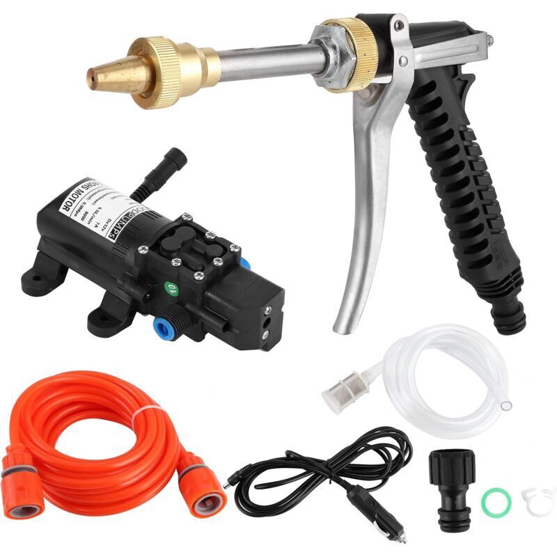 130ps Dc 12v 80w Hochdruck-autowaschpumpe, Tragbare Wasserpumpe, Autotür-reifenreinigungspistolen-set.