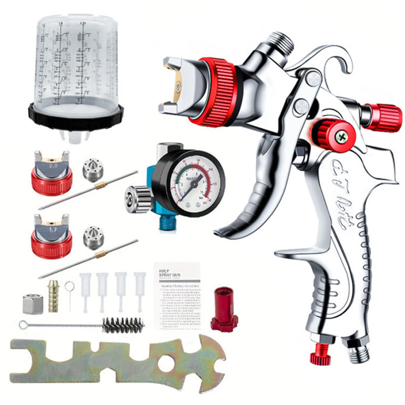 Hvlp-spritzpistole – 1,4/1,7/2,0 Mm Düsen – Schwerkraftzufuhr – 2,5–3,5 Bar Druck – Für Möbel Und Fahrzeuge