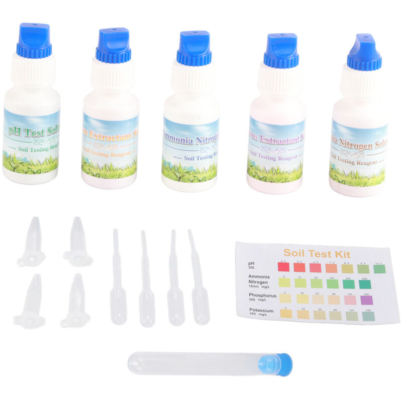 Bodenanalyse-set Mit Flüssiglösung Zur Messung Von Ph-wert, Stickstoff, Phosphor Und Kalium, Ideal Für Landwirtschaft, Gartenbau Und Pflanzenüberwachung.