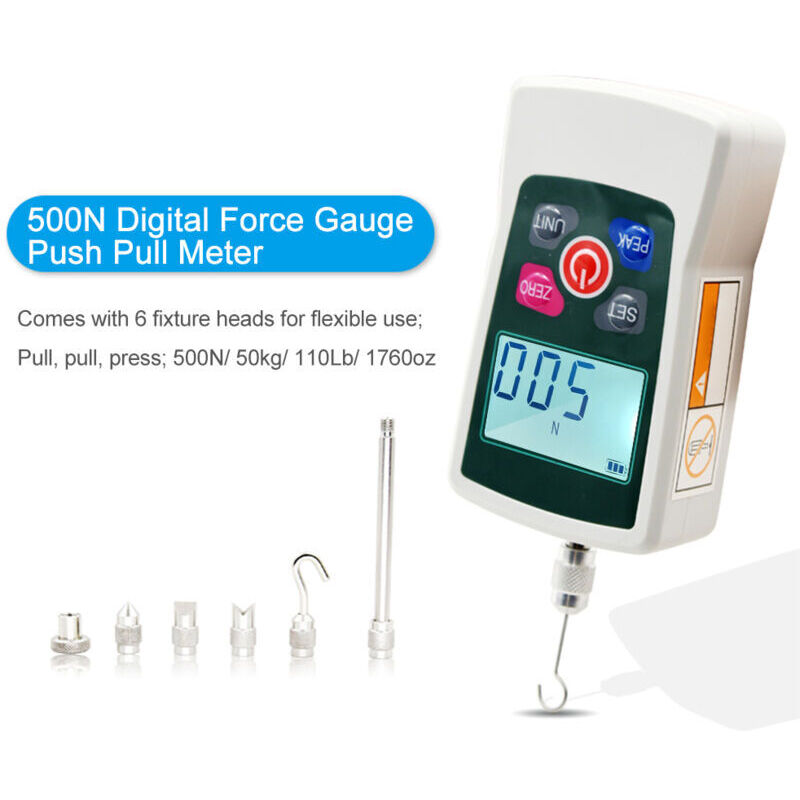 Hochpräzises Digitales Dynamometer Für Zug- Und Druckversuche. Maßeinheiten: (n, Kg, Lb, Oz). Echtzeit-/spitzenwert-/erstspitzenwertmodus Zur Qualitätskontrolle (500 N).