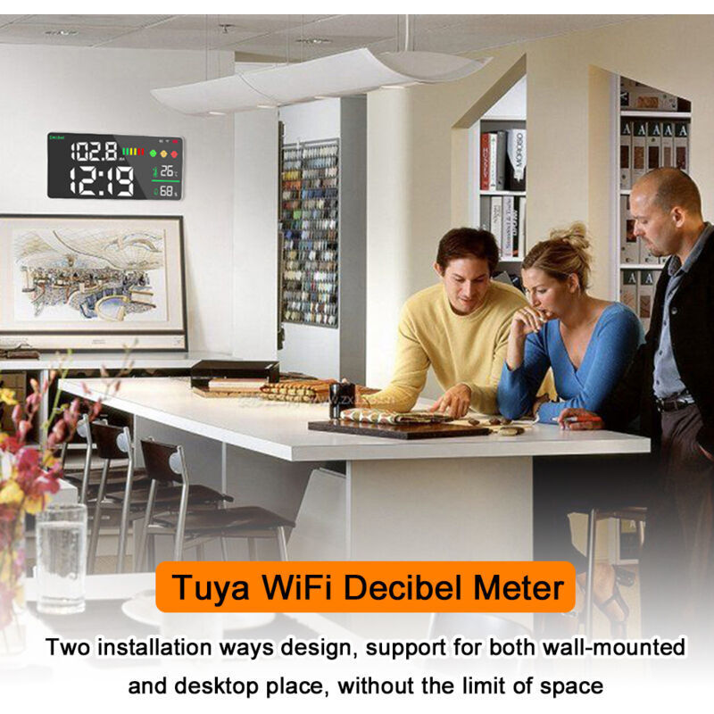 Tuya Wifi 4-in-1 Schallpegelmesser Mit Temperatur- Und Feuchtigkeitsmessung, Wecker, 11-zoll-farb-led-bildschirm, Tuya Smart Control App.